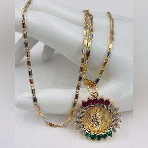 San Judas Tadeo collar oro laminado 18k/Saint Jude Gold Plated